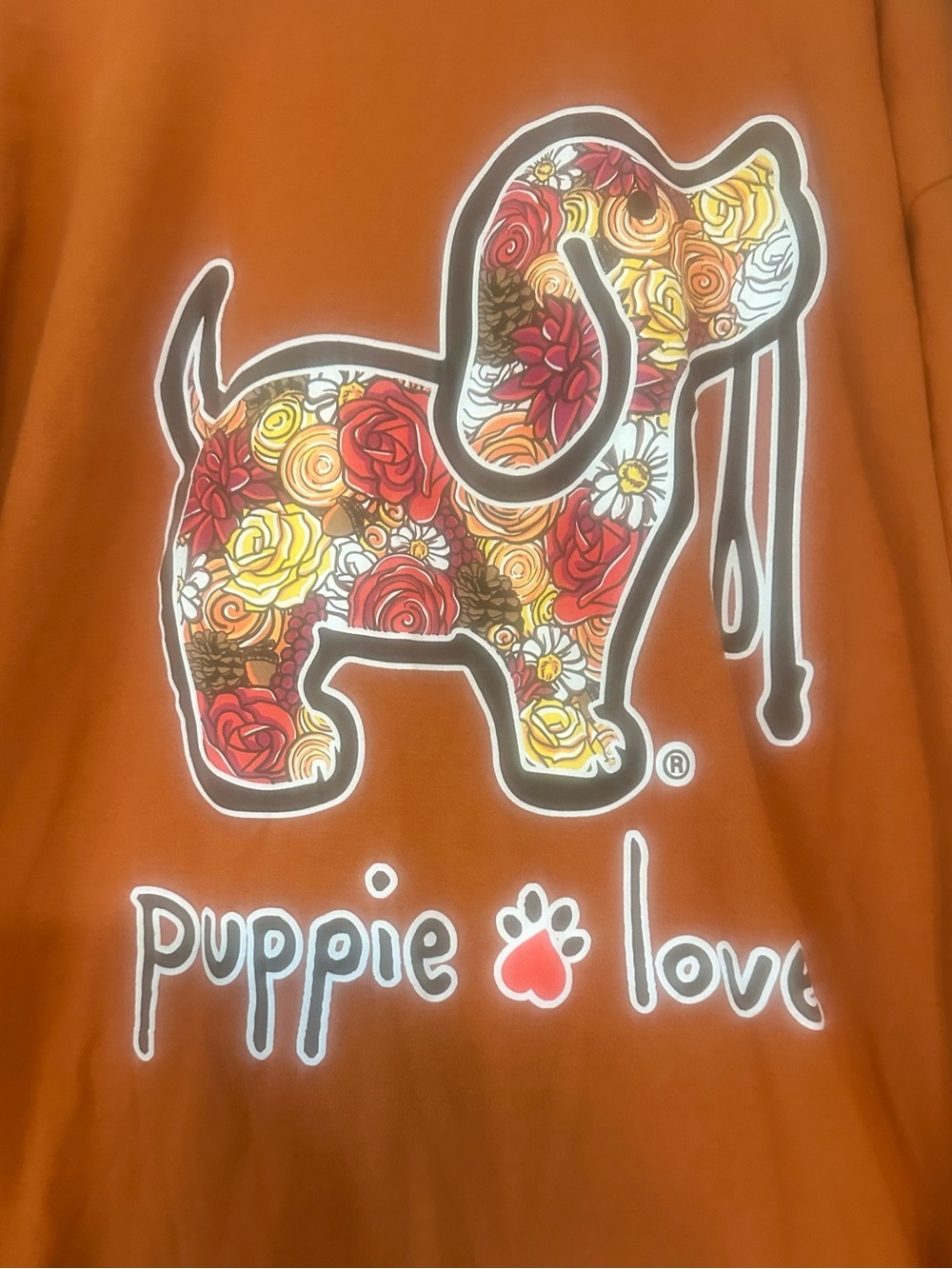 Puppie Love Floral Long-Sleeve Tee - Rust Orange XXL - Picture 7 of 9